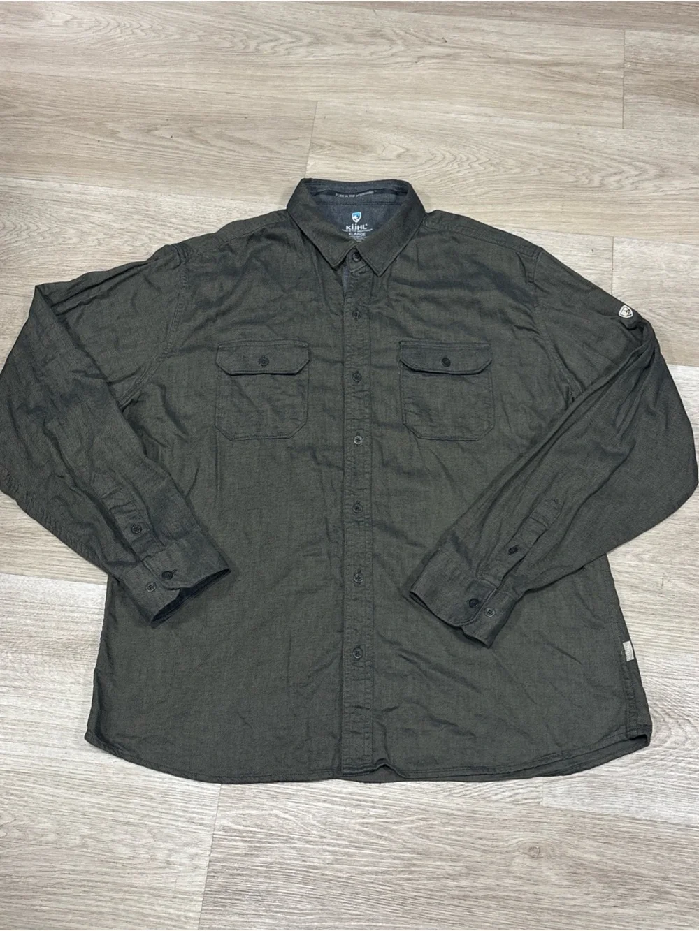 Kuhl Button Up Shirt Mens XL Green Descendr Long Sleeve Outdoor Button Up Hiking